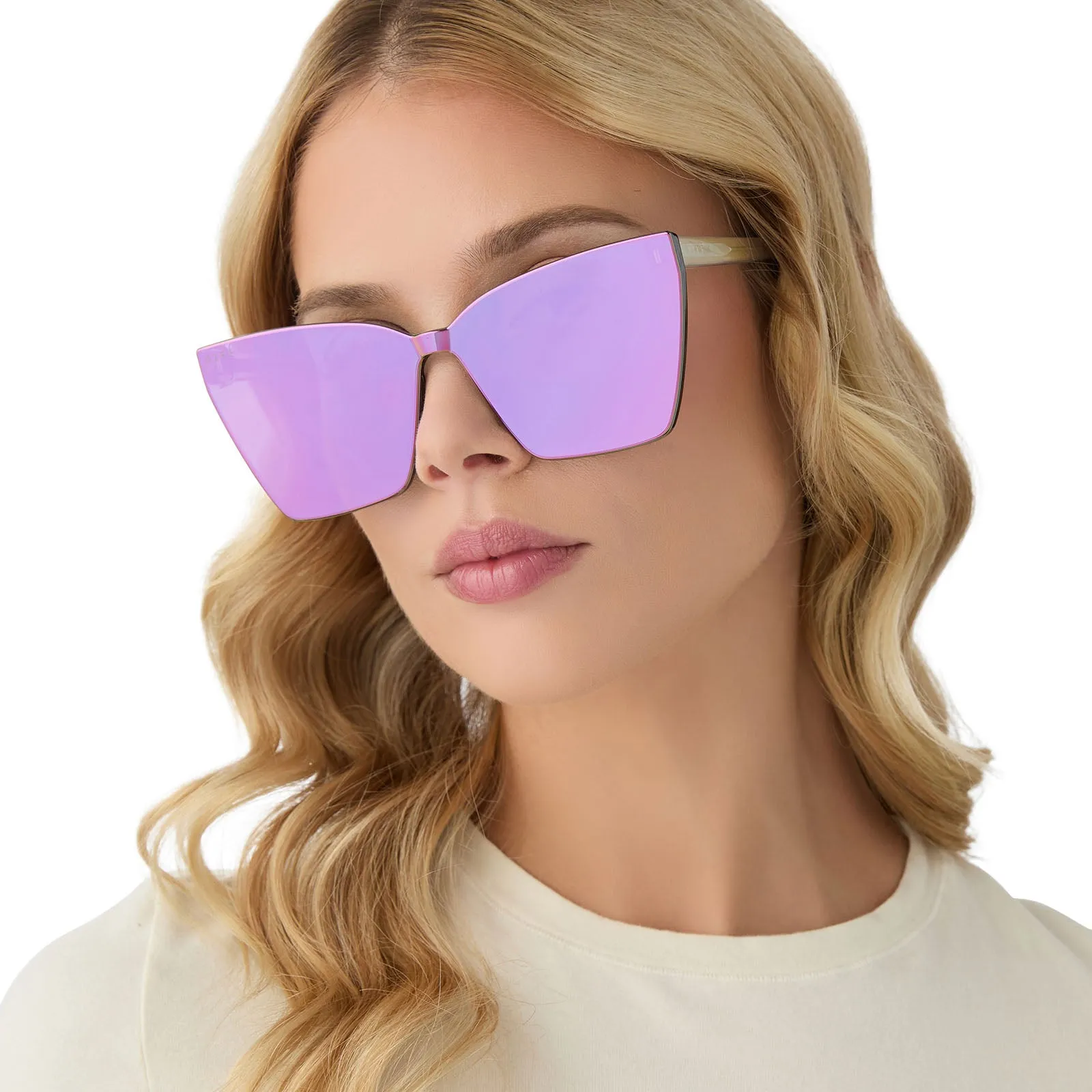 GOLDIE - OPALESCENT PINK   CHERRY BLOSSOM MIRROR SUNGLASSES