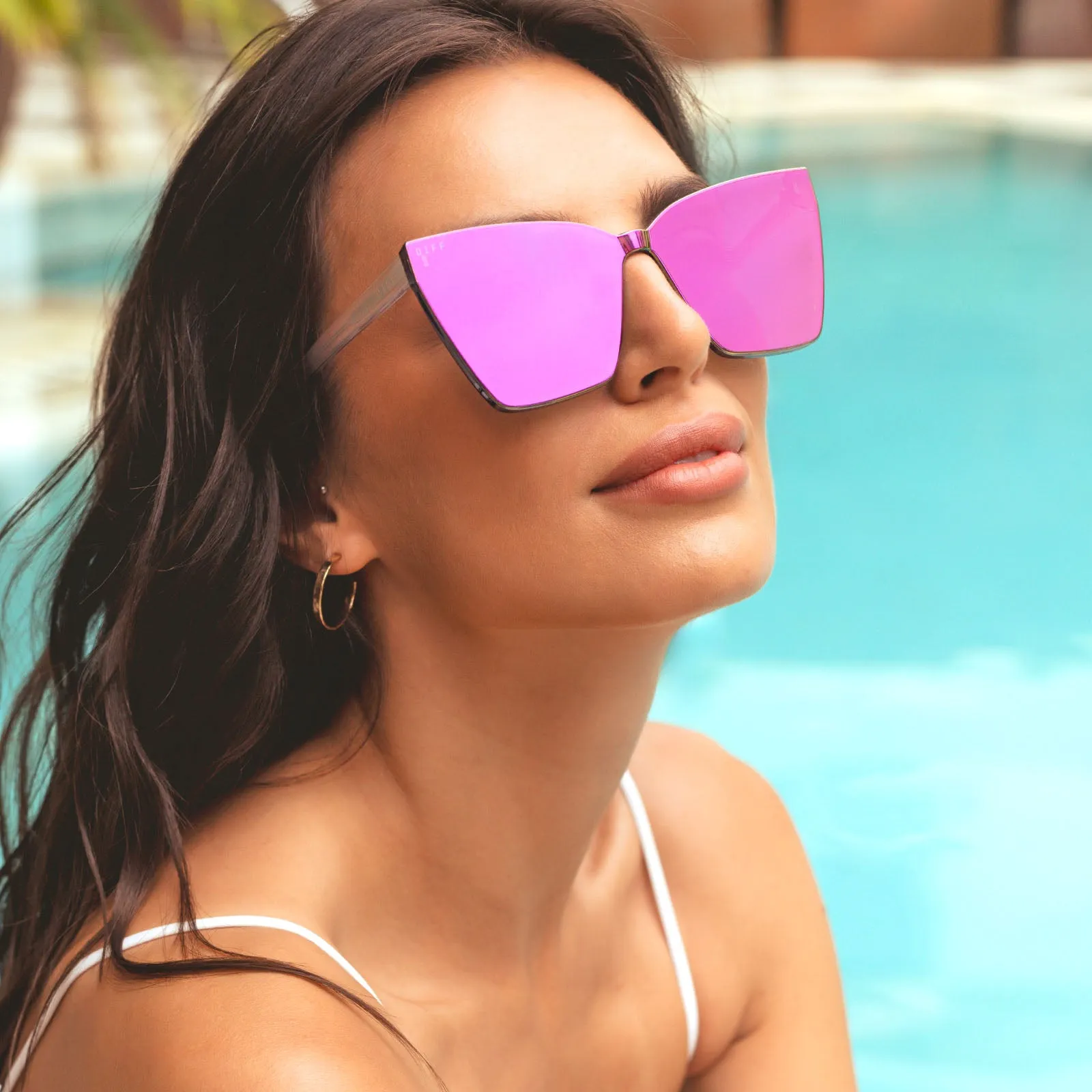 GOLDIE - OPALESCENT PINK   CHERRY BLOSSOM MIRROR SUNGLASSES