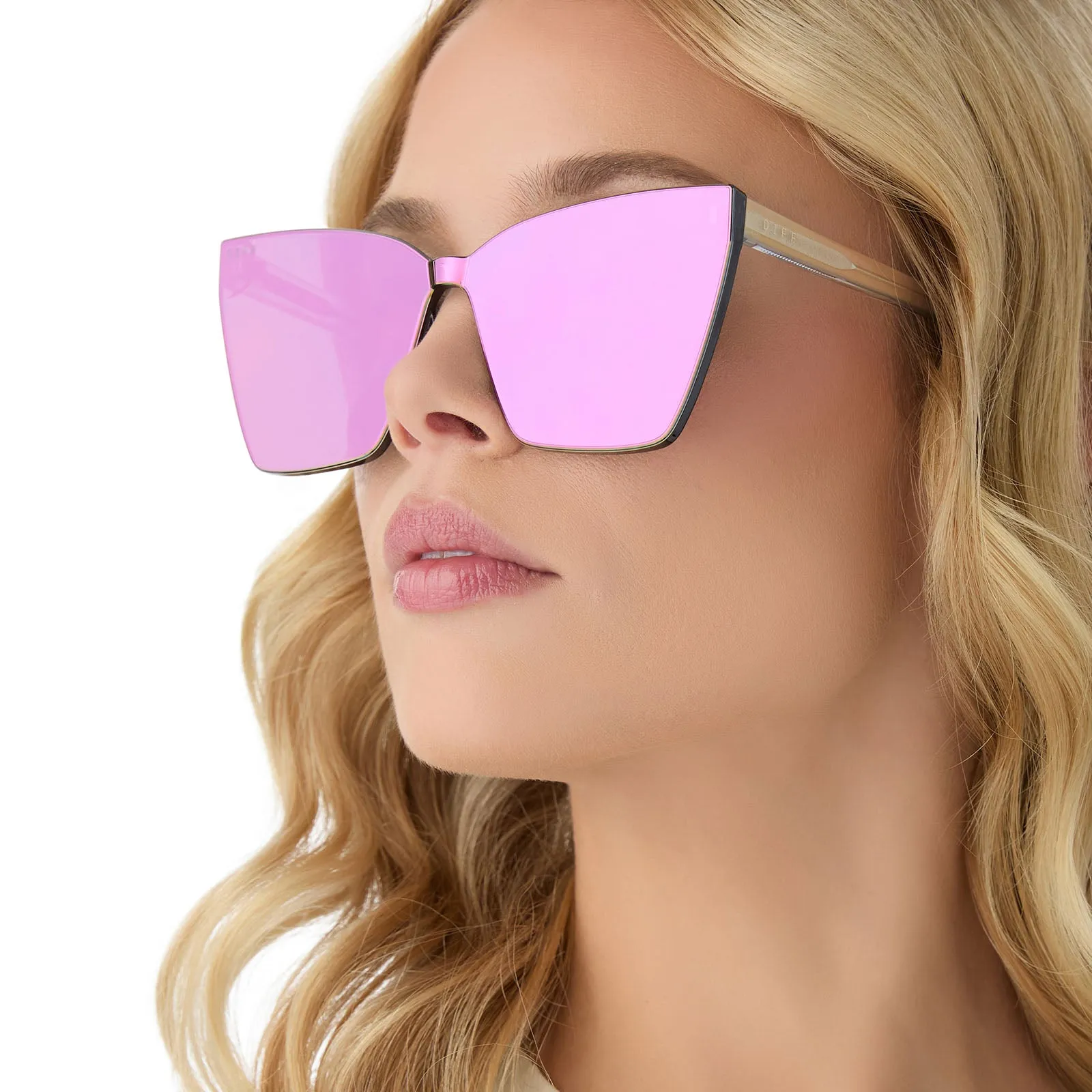 GOLDIE - OPALESCENT PINK   CHERRY BLOSSOM MIRROR SUNGLASSES