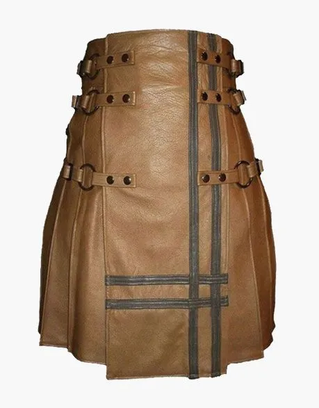 Gothic-style brown leather kilt