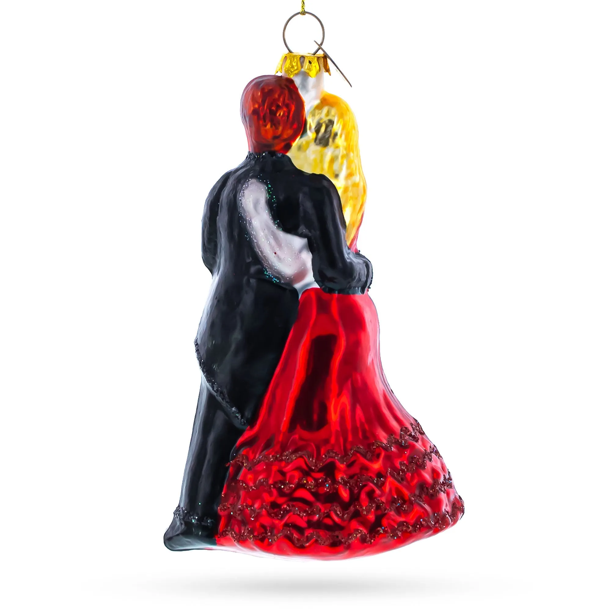 Graceful Dancing Couple - Opulent Blown Glass Christmas Ornament