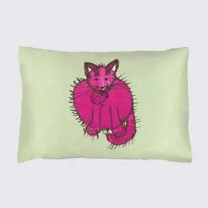 Green and Pink Purry With a Sock Silk Pillowcase for Children