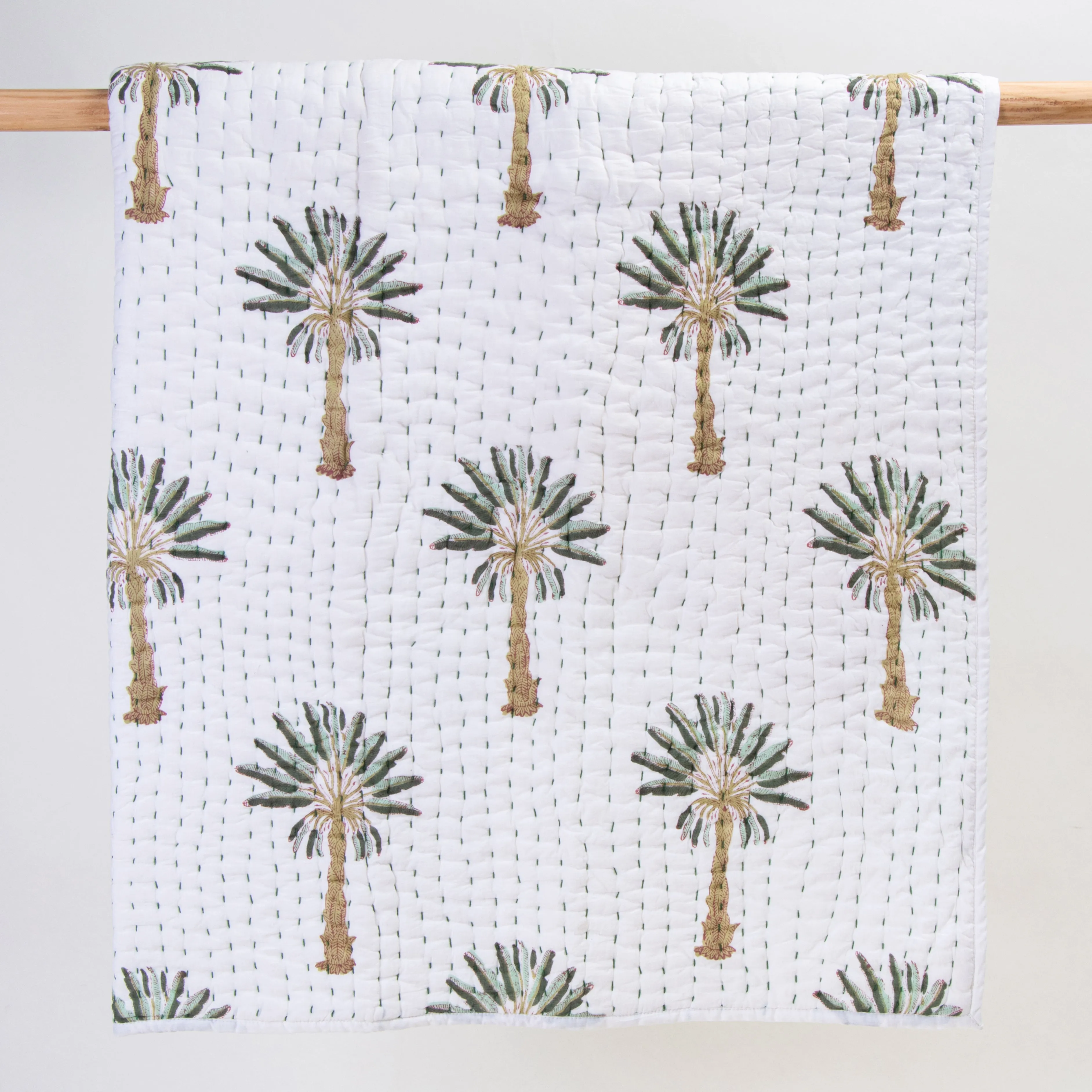 Green Palm Tree Mulmul Cotton Baby Quilt Blanket