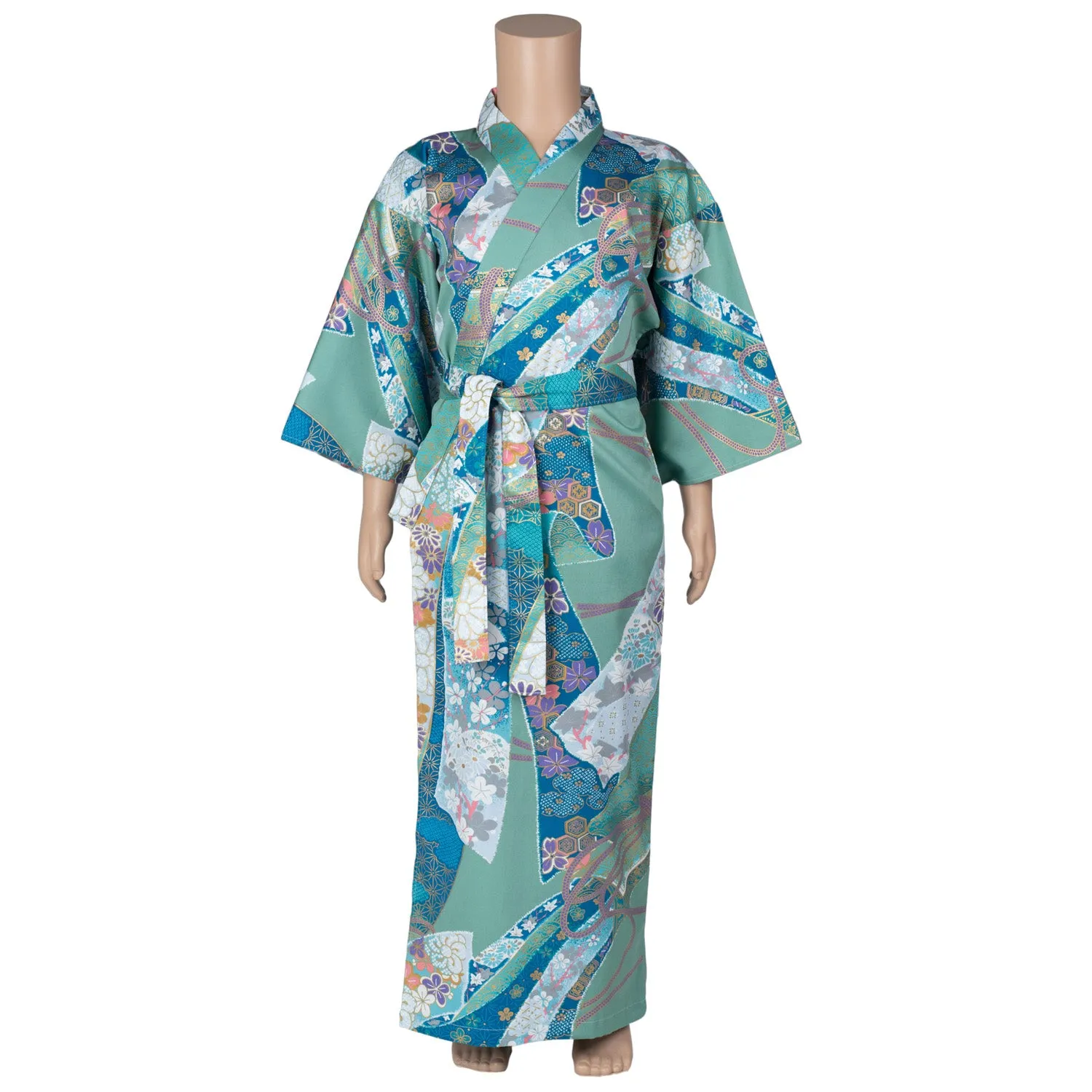 Green Ribbon Cotton Japanese Girls Kimono