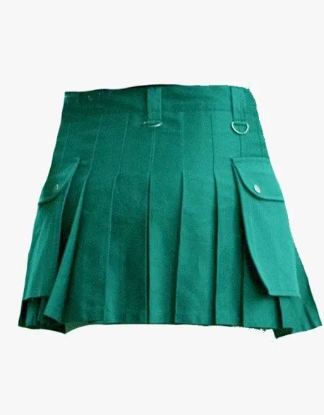 GREEN WOMENS FASHION UTILITY KILT