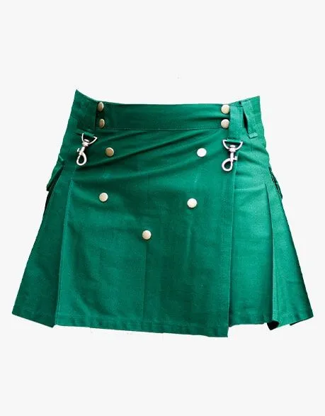 GREEN WOMENS FASHION UTILITY KILT