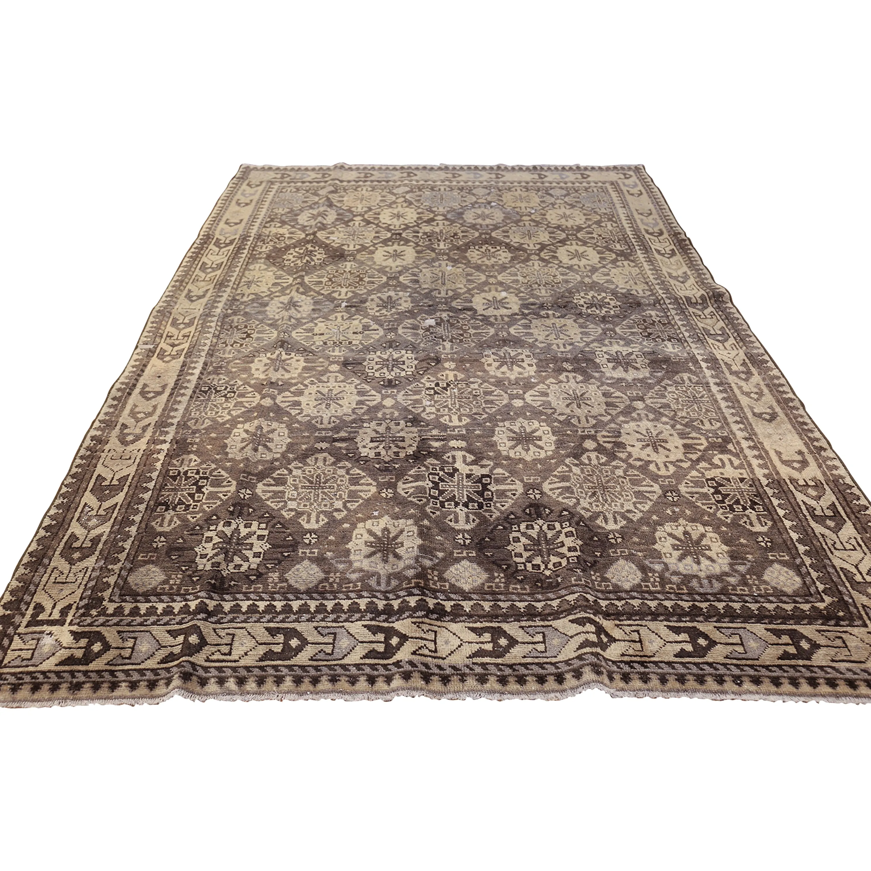 Grey Antique Traditional Khotan Rug - 6'6" x 9'