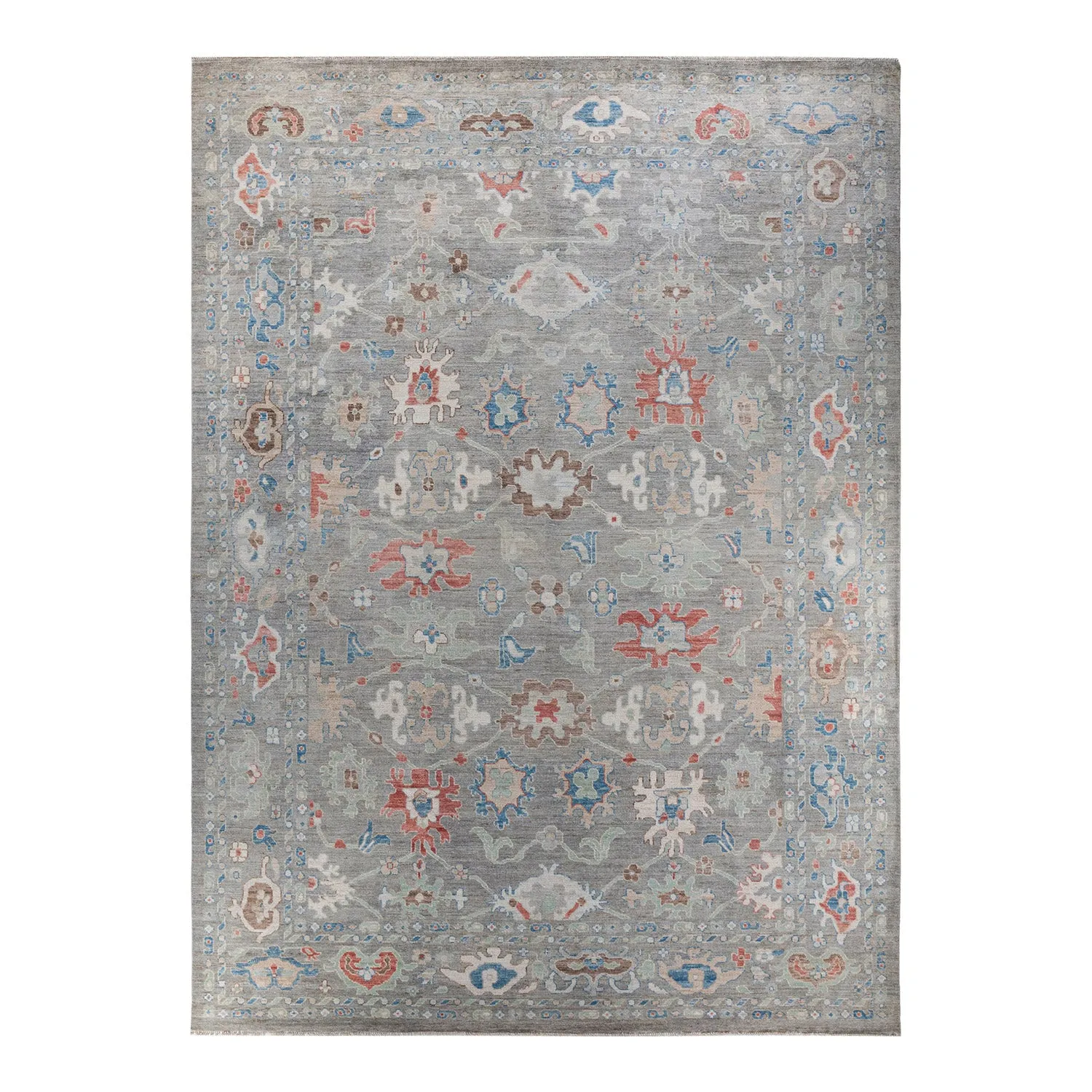 Grey Traditional Wool Rug - 9'10" x 13'9"