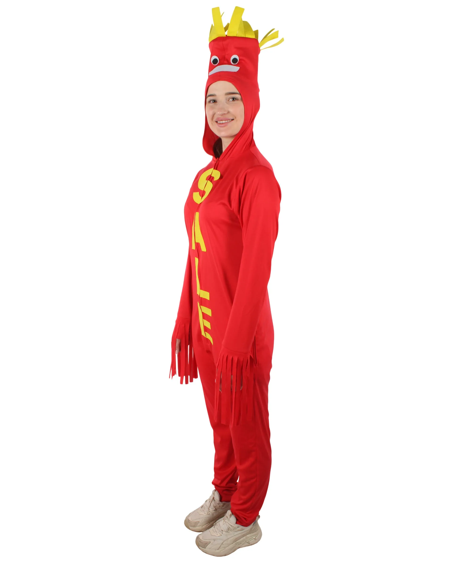 HPO Adult Women's Funny Red Elves Costume| Perfect for Halloween| Flame-retardant Synthetic Fabric