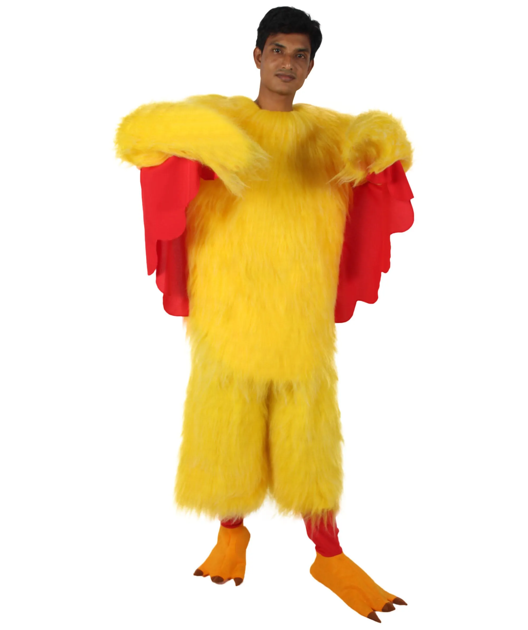 HPO Yellow and Red Chicken Costume - Long Synthetic Fibers