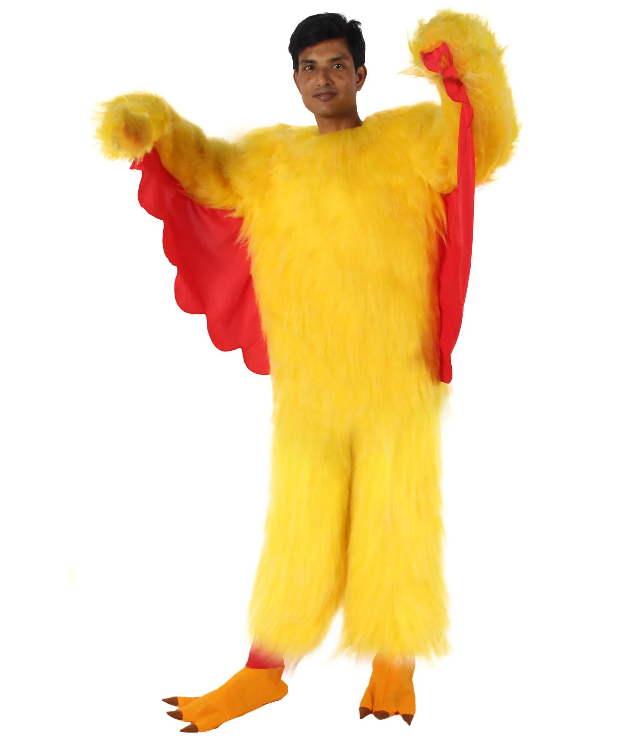 HPO Yellow and Red Chicken Costume - Long Synthetic Fibers