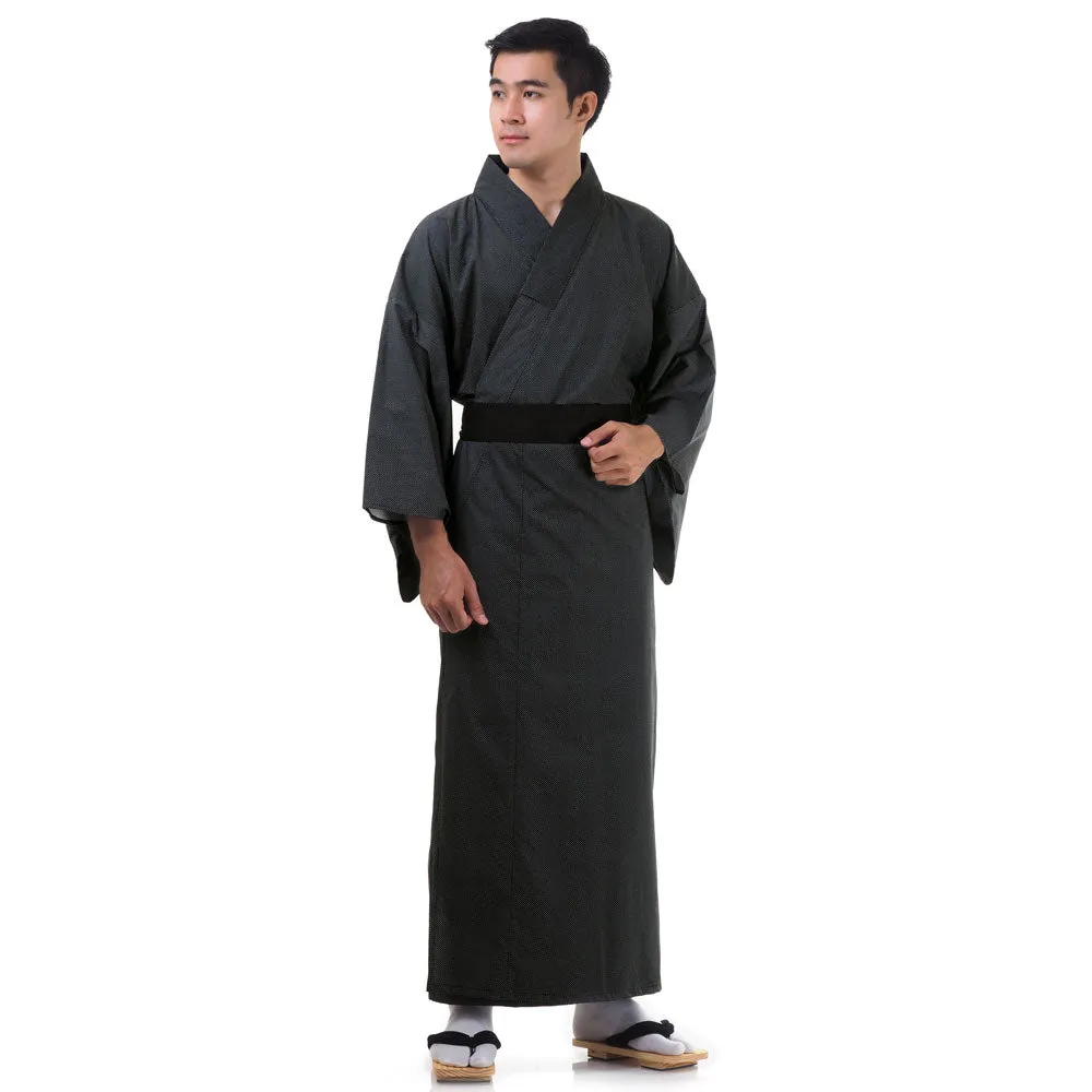 Japanese Gray Oni Yukata Kimono Robe for Men