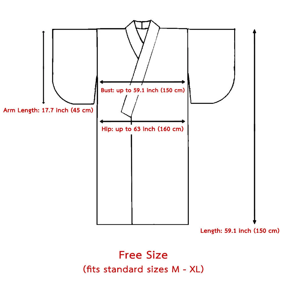 Japanese Gray Oni Yukata Kimono Robe for Men