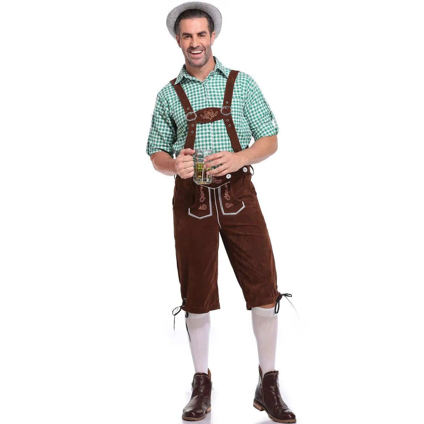 Lederhosen Men German Bavarian Oktoberfest Leather Trousers Costume