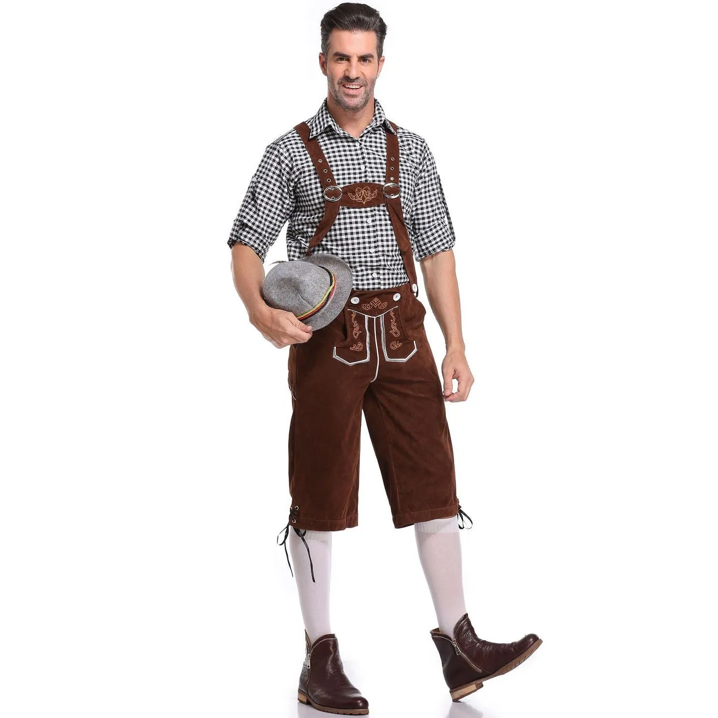 Lederhosen Men German Bavarian Oktoberfest Leather Trousers Costume