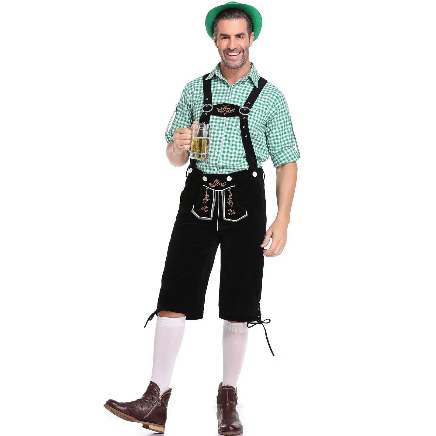 Lederhosen Men German Bavarian Oktoberfest Leather Trousers Costume