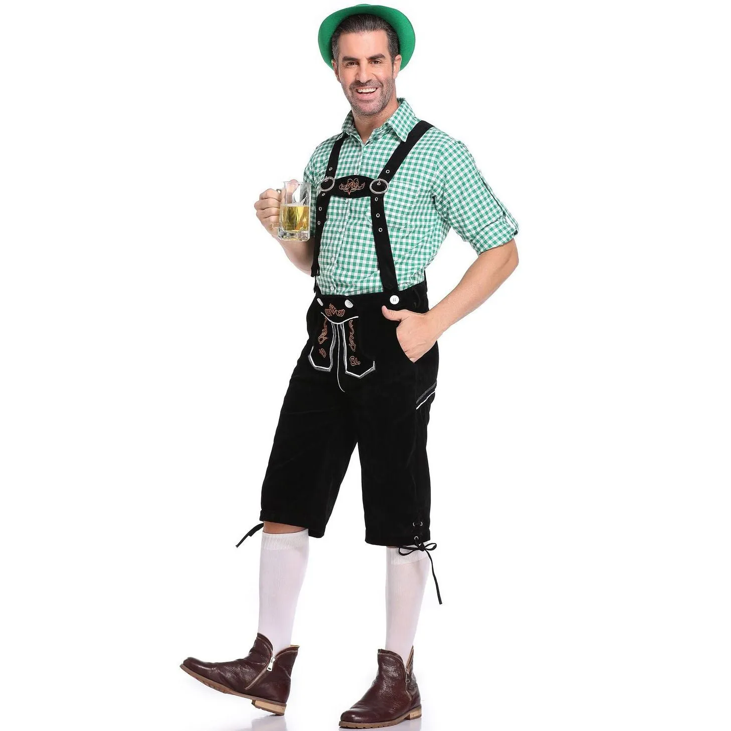 Lederhosen Men German Bavarian Oktoberfest Leather Trousers Costume