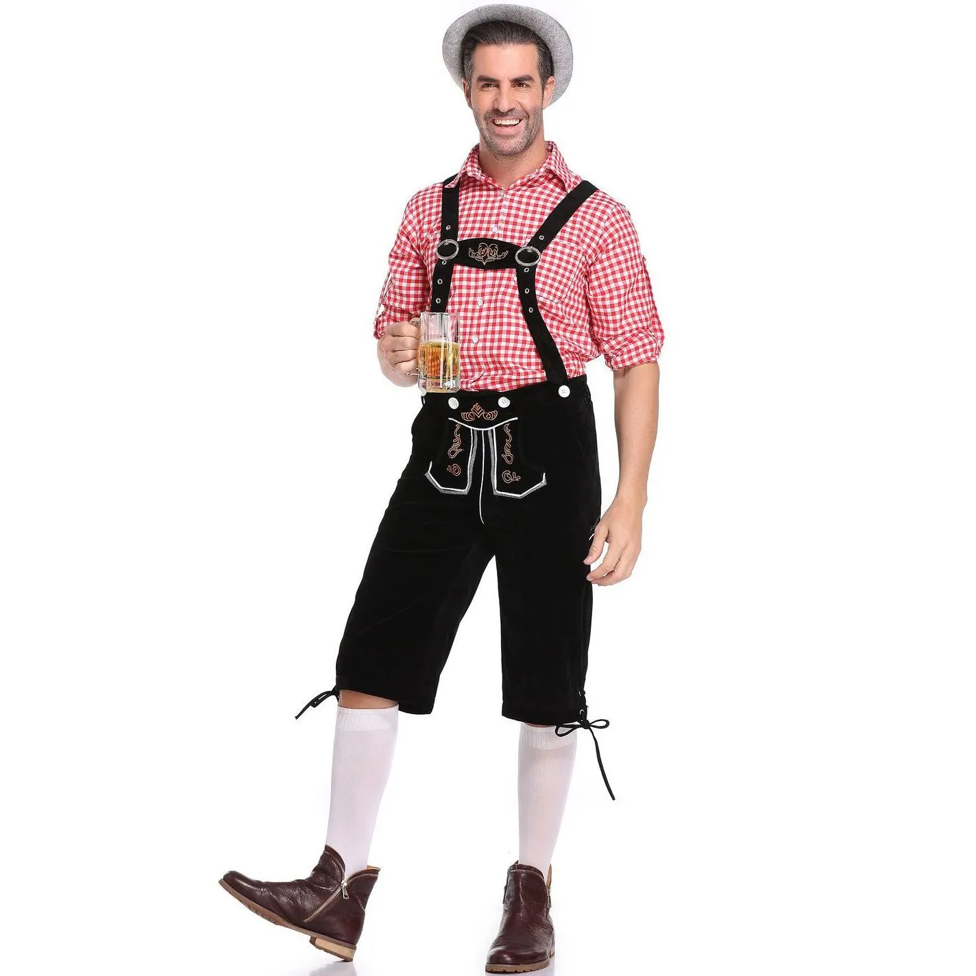 Lederhosen Men German Bavarian Oktoberfest Leather Trousers Costume