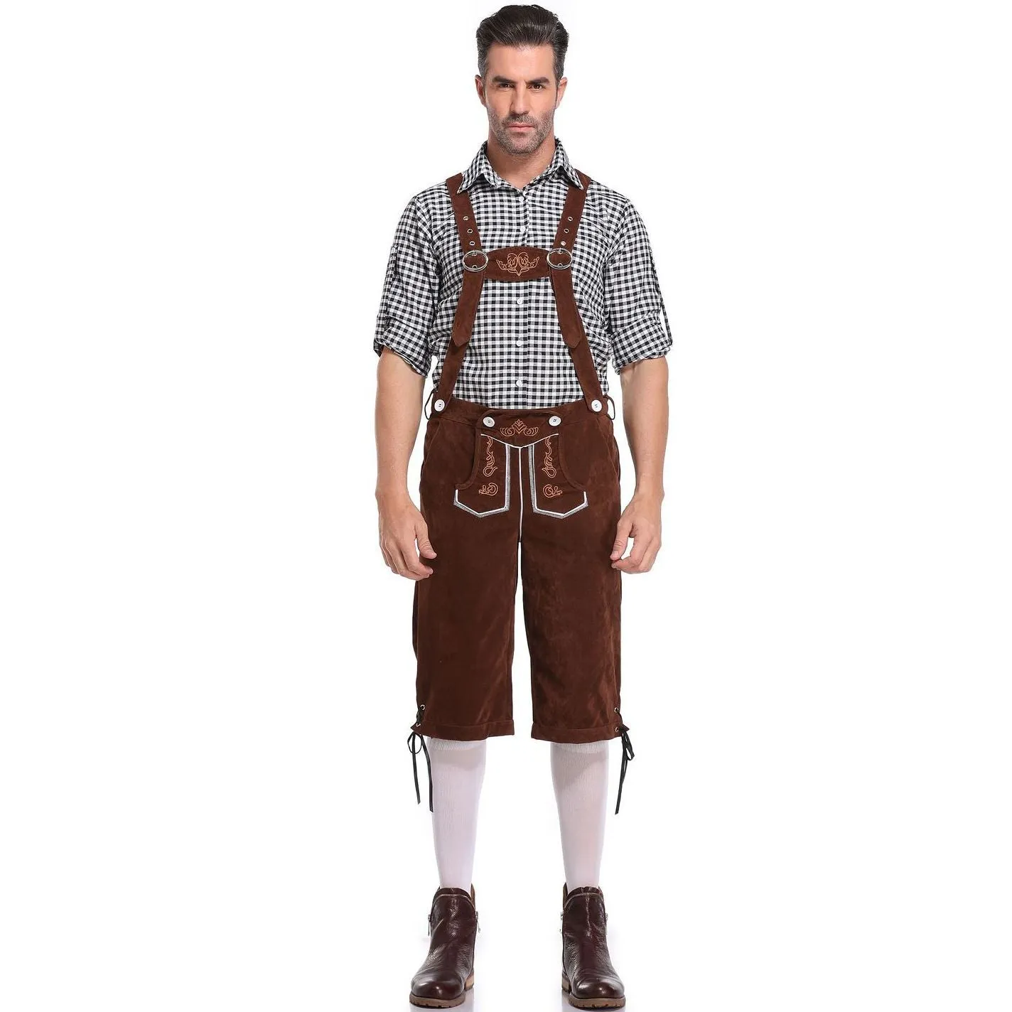 Lederhosen Men German Bavarian Oktoberfest Leather Trousers Costume