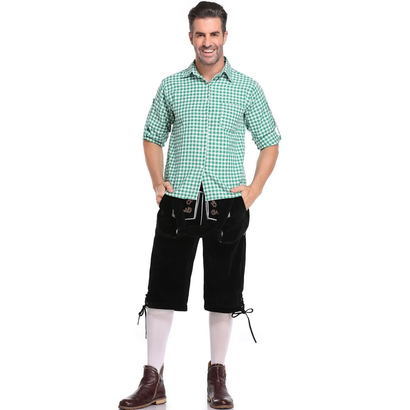 Lederhosen Men German Bavarian Oktoberfest Leather Trousers Costume