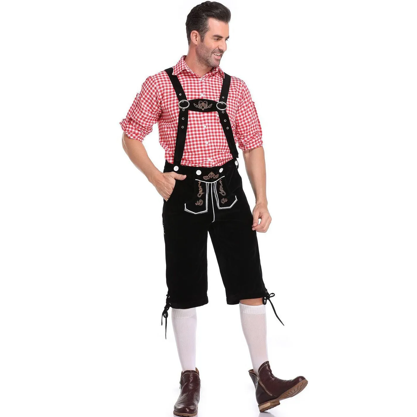 Lederhosen Men German Bavarian Oktoberfest Leather Trousers Costume