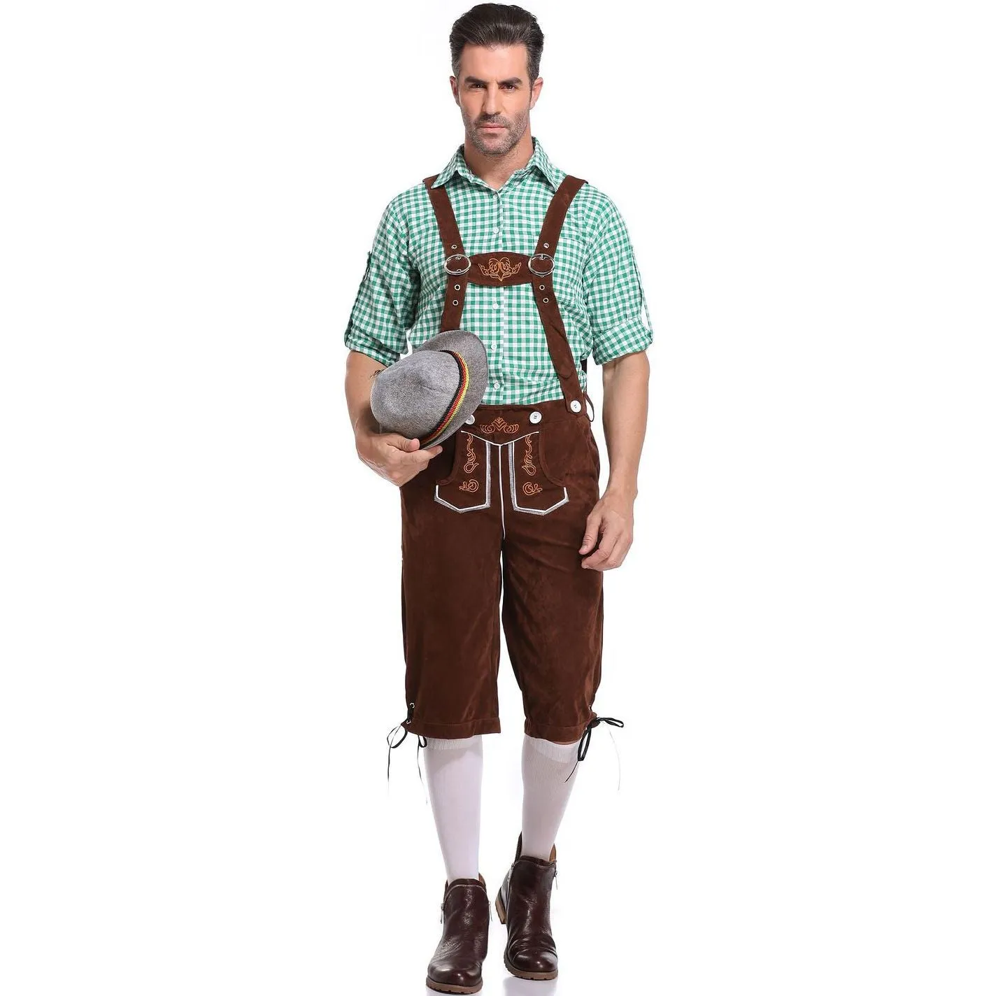 Lederhosen Men German Bavarian Oktoberfest Leather Trousers Costume