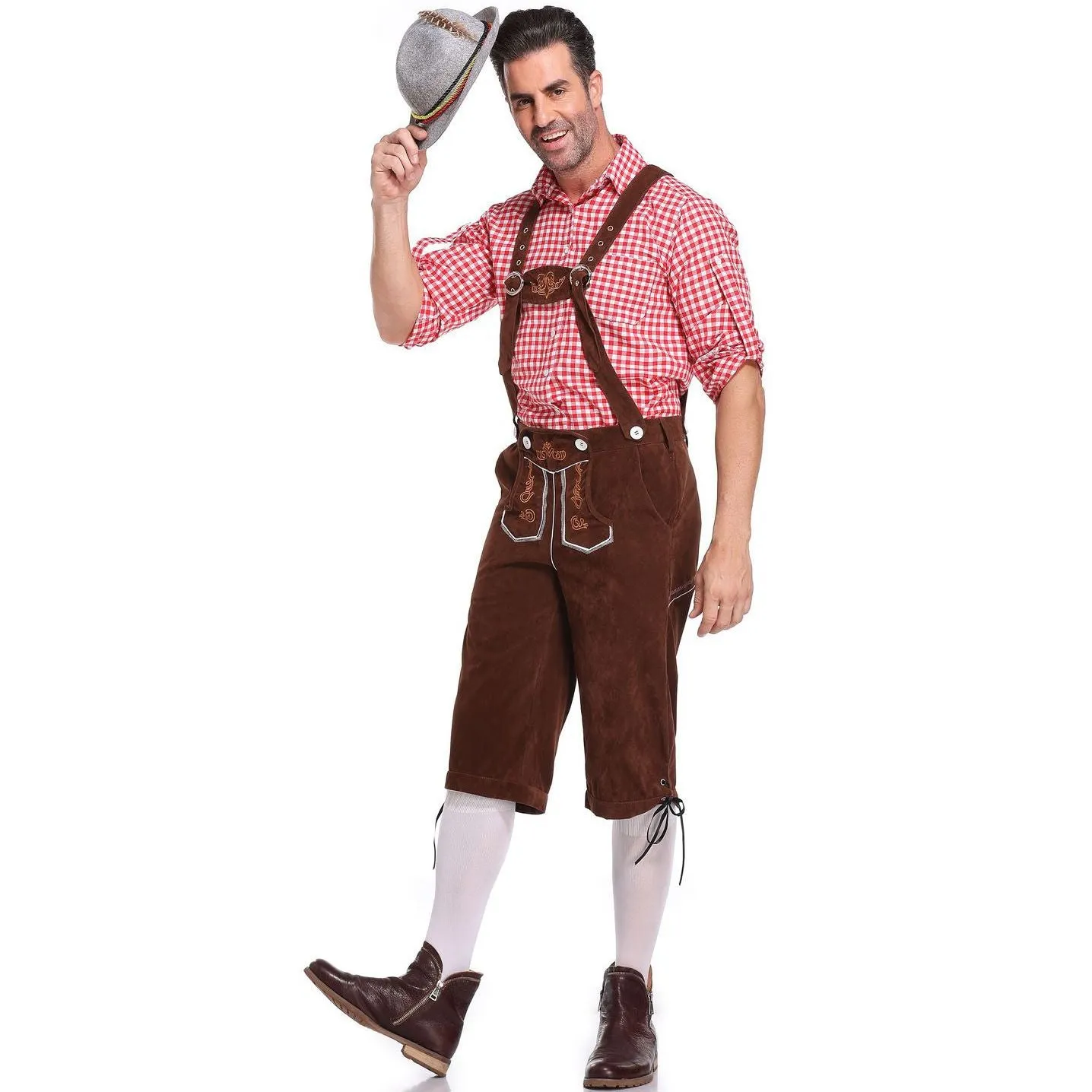 Lederhosen Men German Bavarian Oktoberfest Leather Trousers Costume