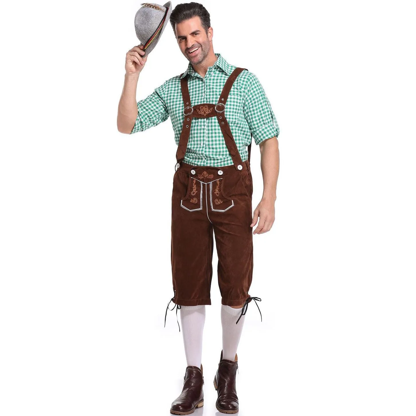 Lederhosen Men German Bavarian Oktoberfest Leather Trousers Costume