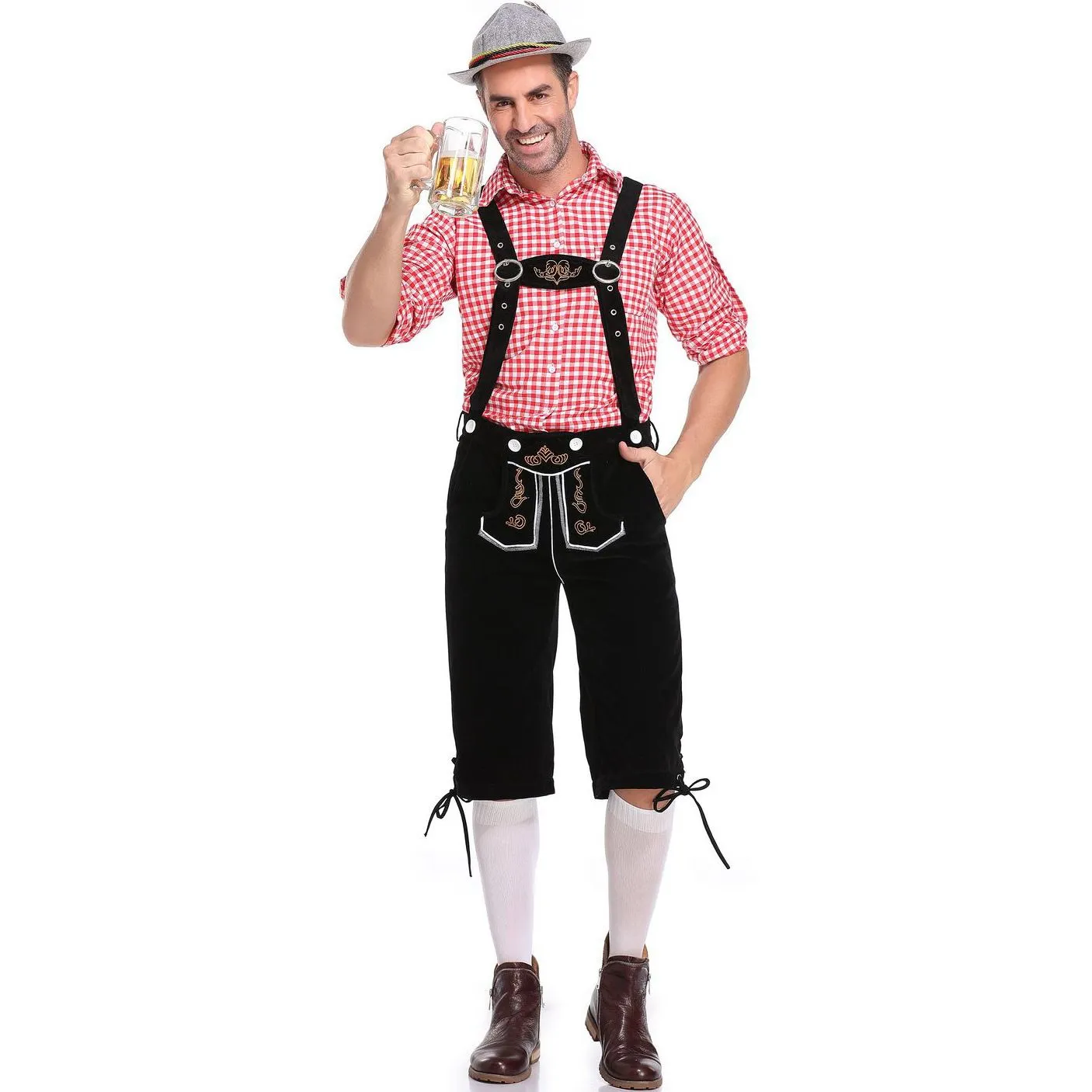 Lederhosen Men German Bavarian Oktoberfest Leather Trousers Costume