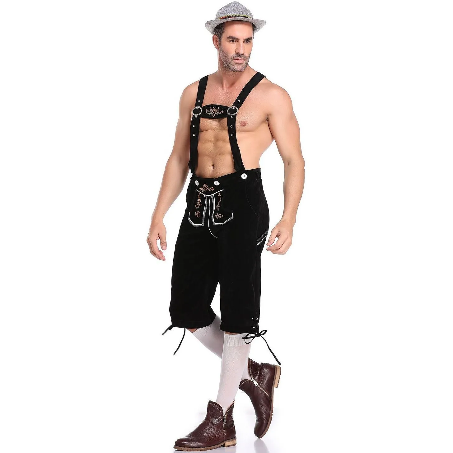 Lederhosen Men German Bavarian Oktoberfest Leather Trousers Costume