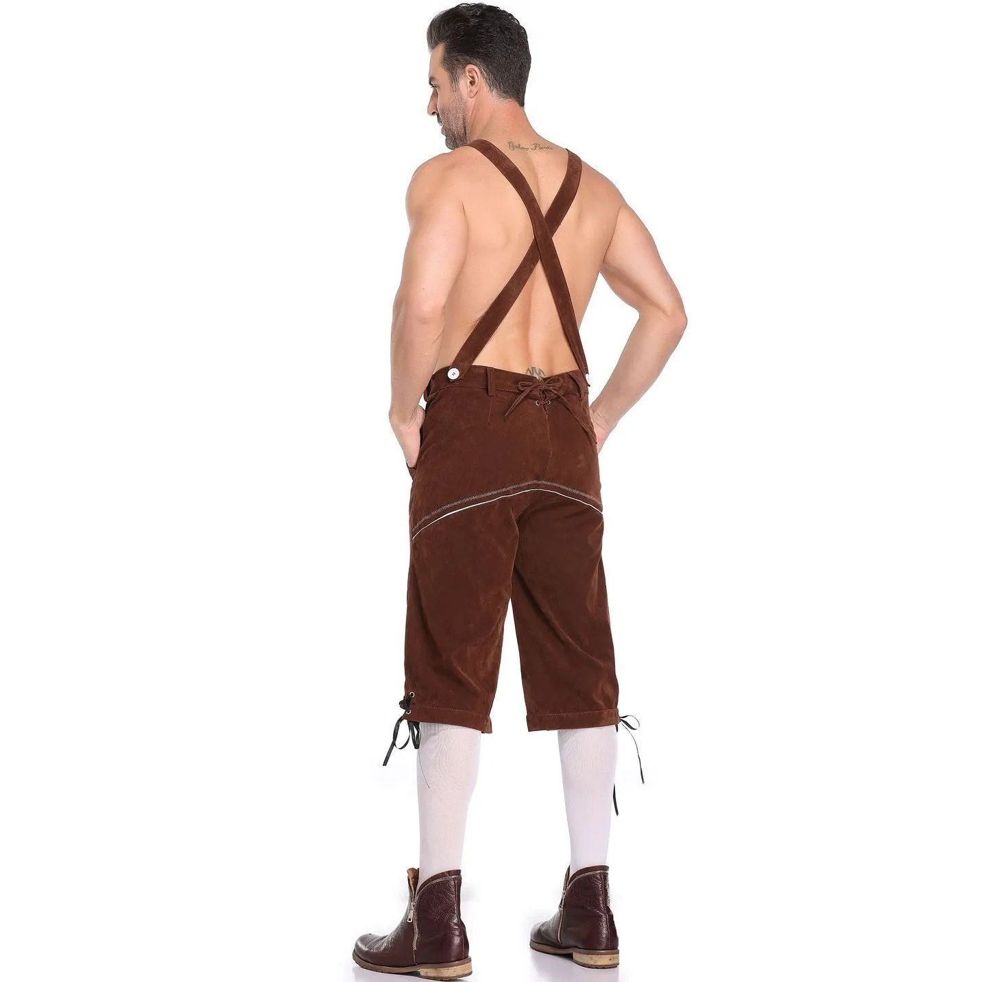 Lederhosen Men German Bavarian Oktoberfest Leather Trousers Costume