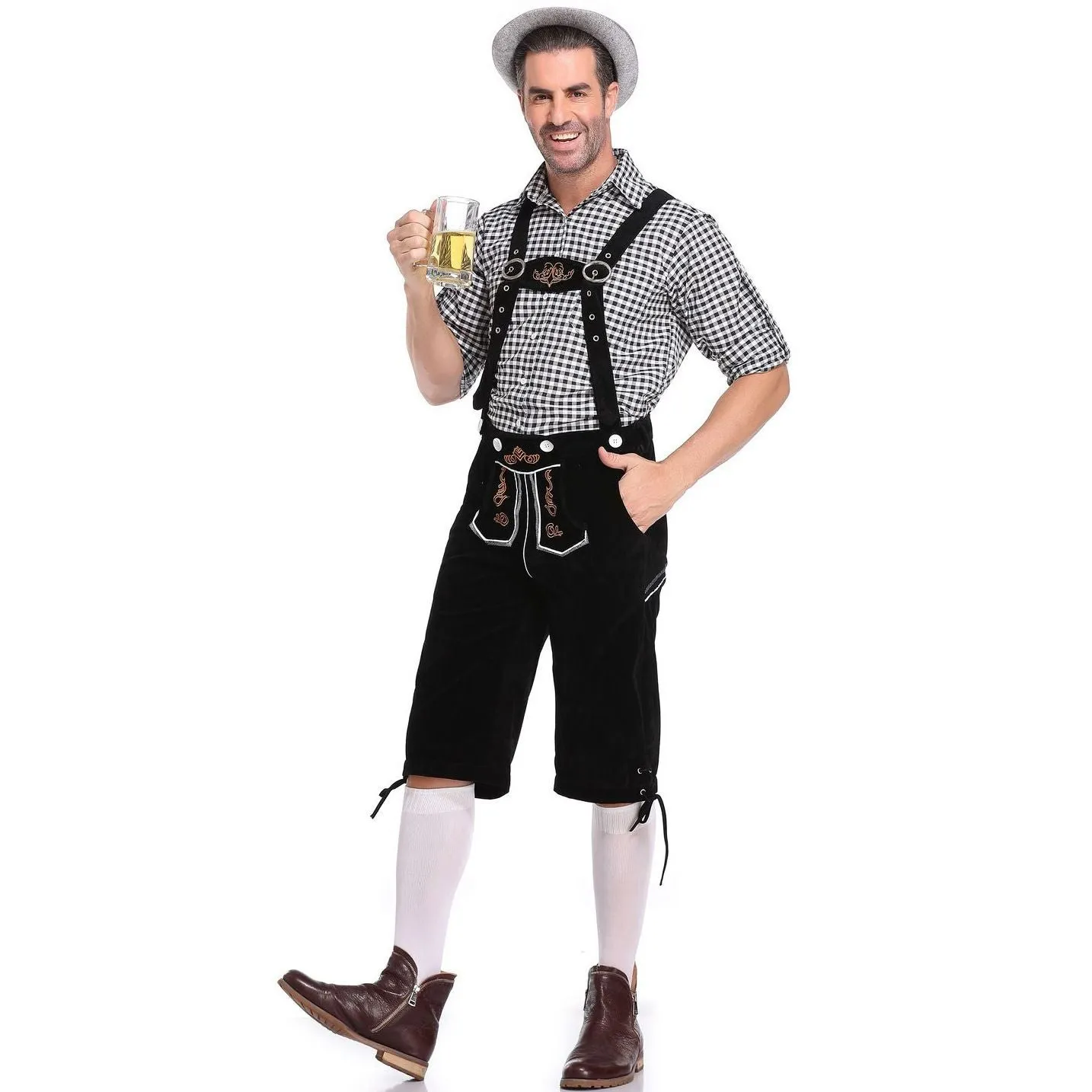 Lederhosen Men German Bavarian Oktoberfest Leather Trousers Costume