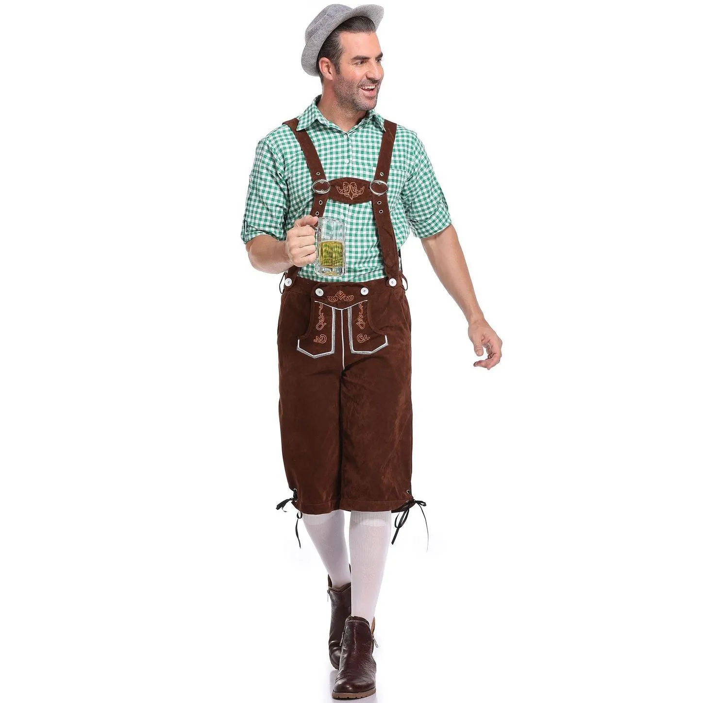 Lederhosen Men German Bavarian Oktoberfest Leather Trousers Costume