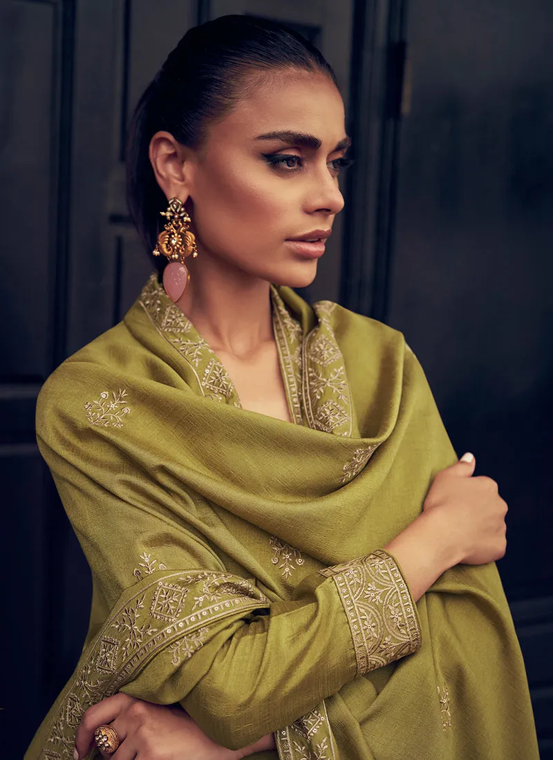 Light Green Sequence Embroidery Traditional Palazzo Suit