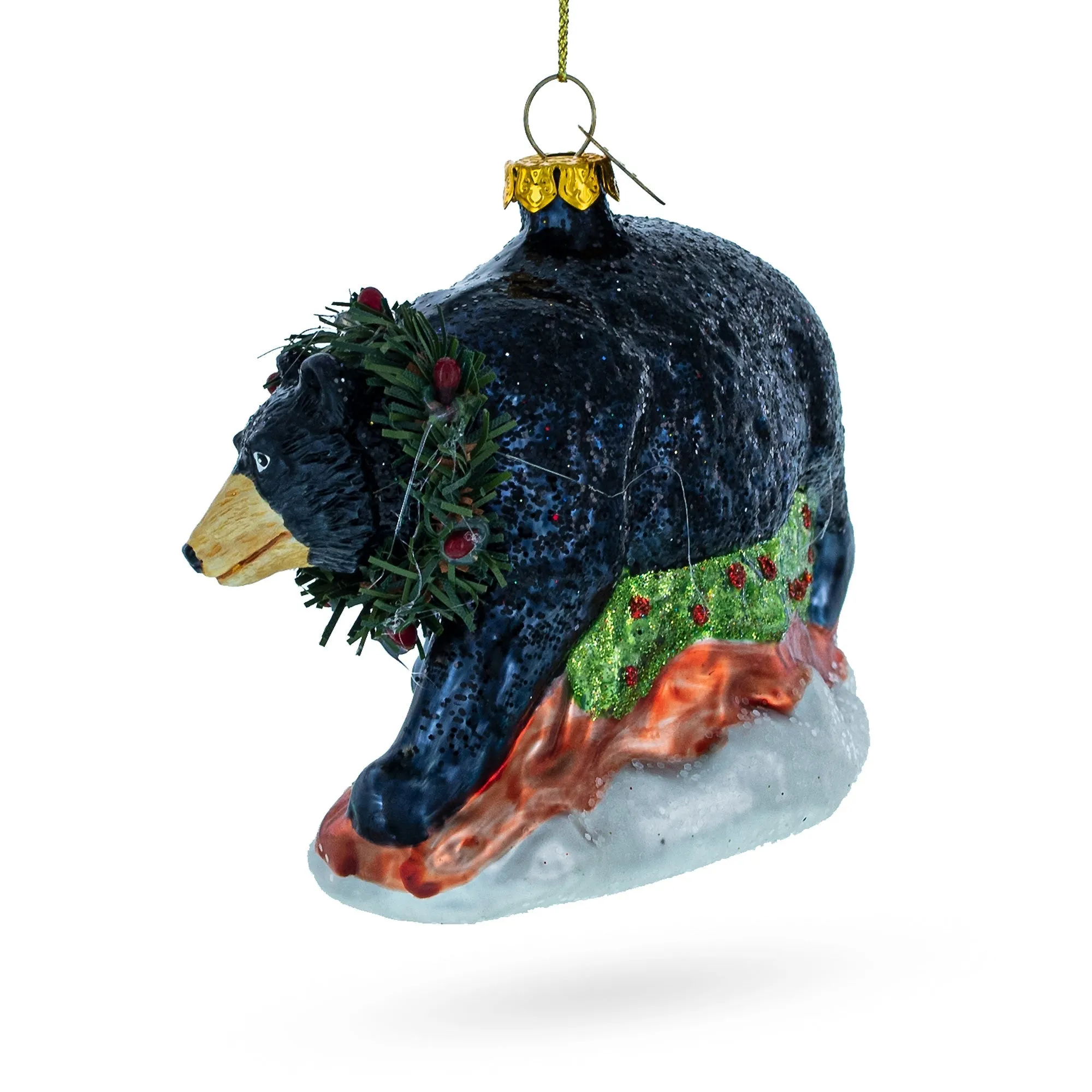 Majestic Black Bear - Blown Glass Christmas Ornament