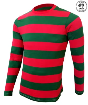 Mens Red & Green Nightmare on the Street Striped T-Shirt Costume