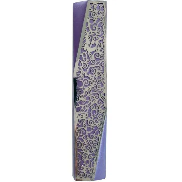 Mezuzah - Geometric - Pomegranates - Purple