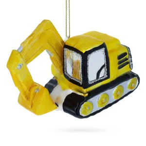 Mighty Excavator - Blown Glass Christmas Ornament