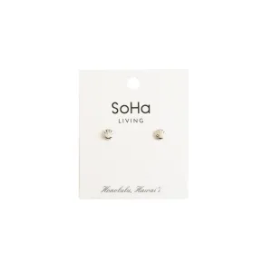 Mini Sunrise Shell Stud, Silver