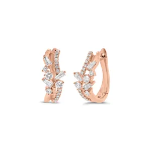 Mixed Cut Diamond Huggie Earrings