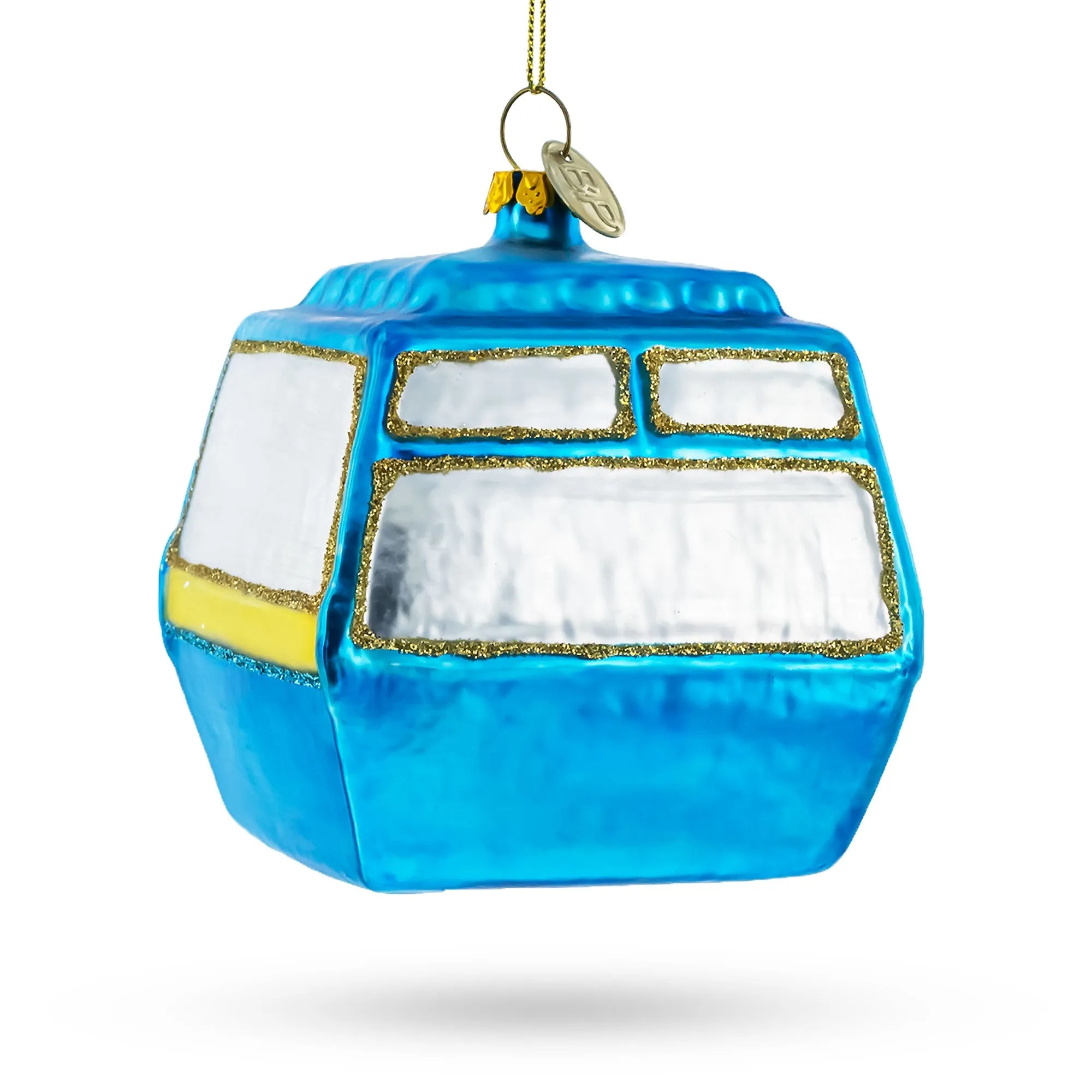 Mountain Bliss Ski Gondola - Blown Glass Christmas Ornament