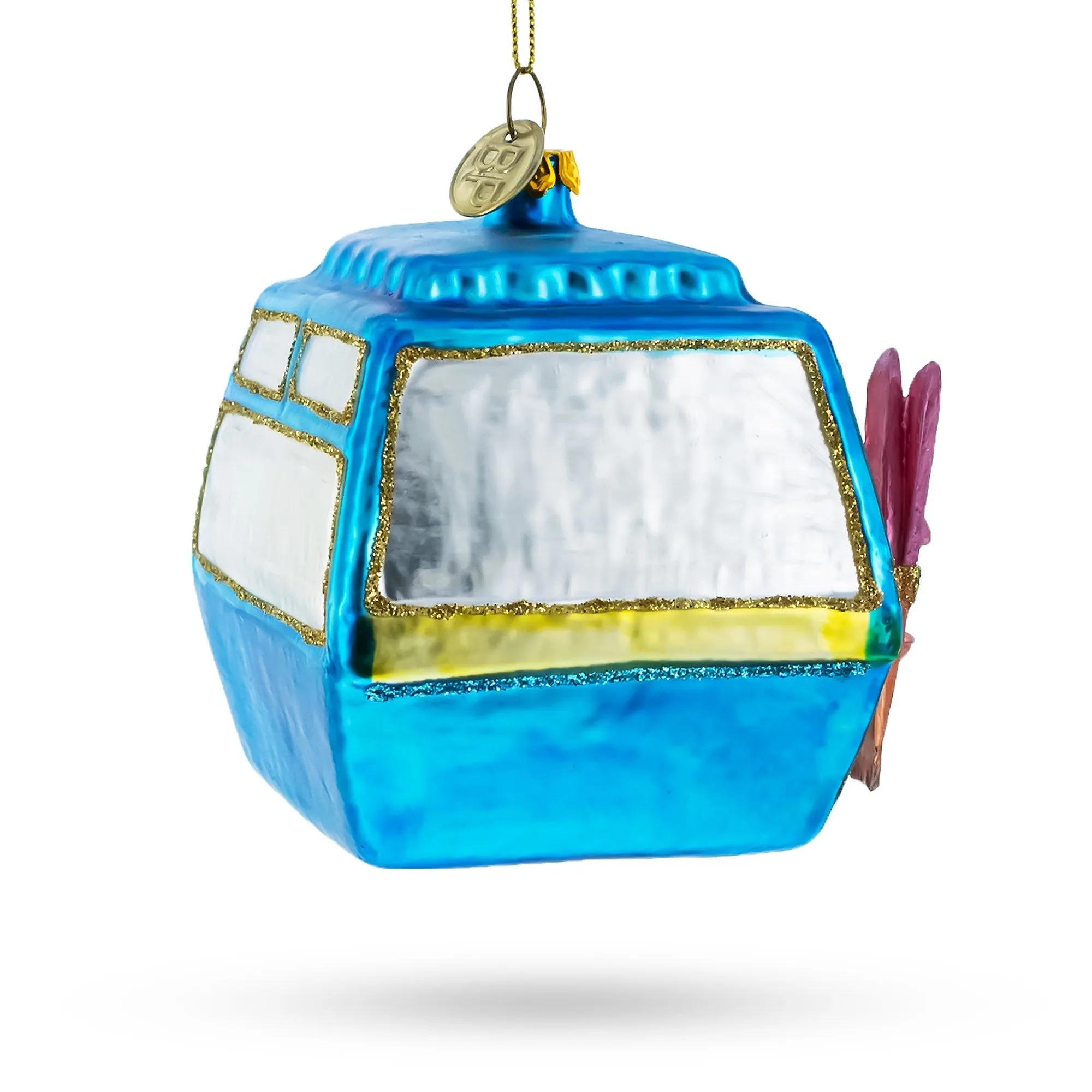 Mountain Bliss Ski Gondola - Blown Glass Christmas Ornament