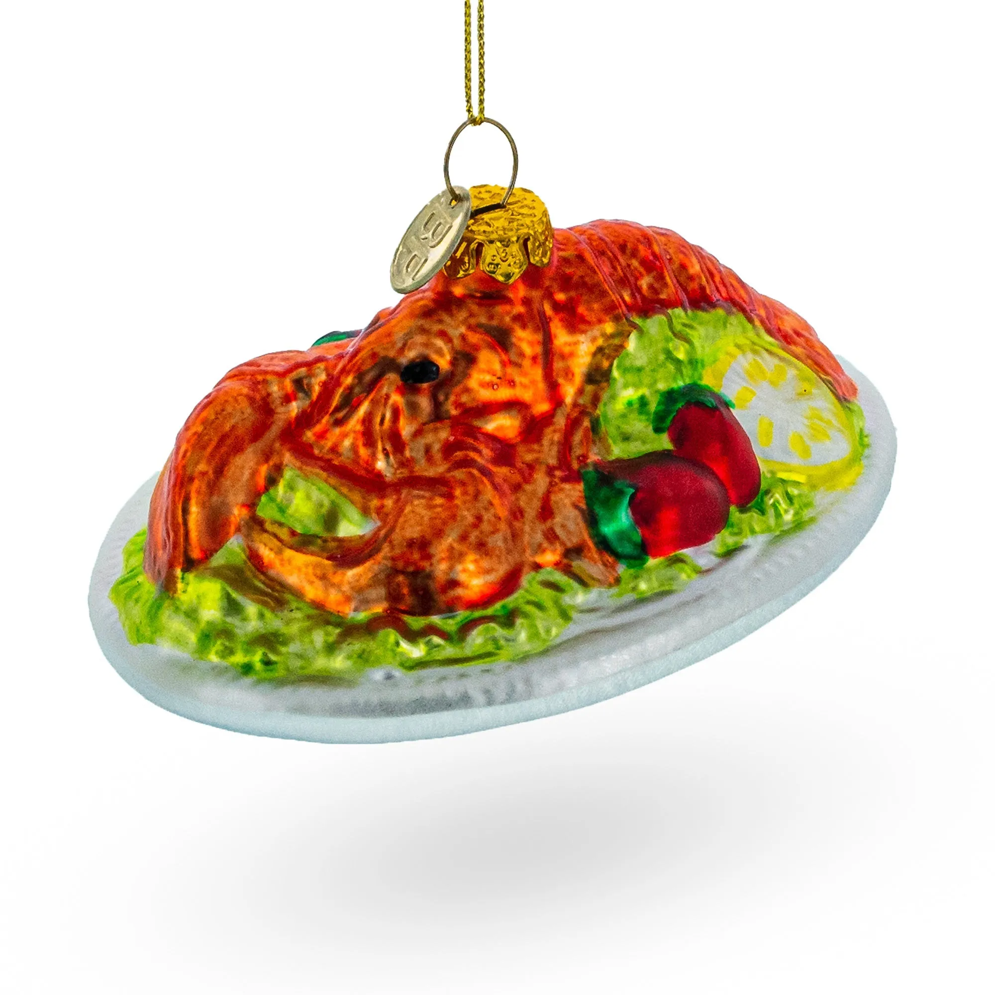 Mouthwatering Red Lobster Plate - Blown Glass Christmas Ornament