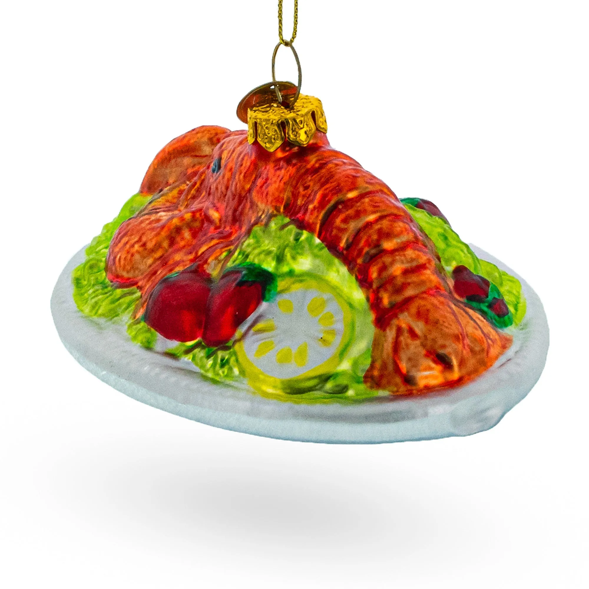 Mouthwatering Red Lobster Plate - Blown Glass Christmas Ornament