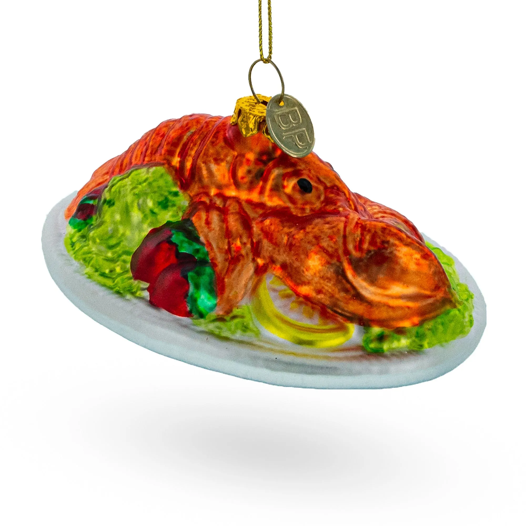 Mouthwatering Red Lobster Plate - Blown Glass Christmas Ornament