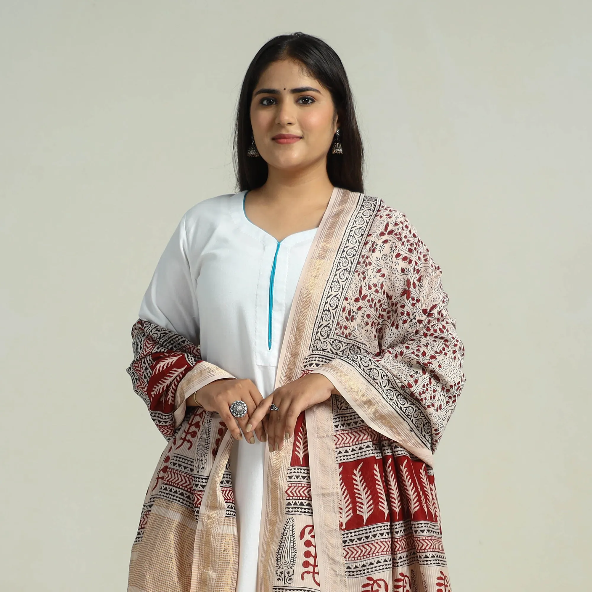 Multicolor - Traditional Maheshwari Silk Bagh Print Dupatta 01