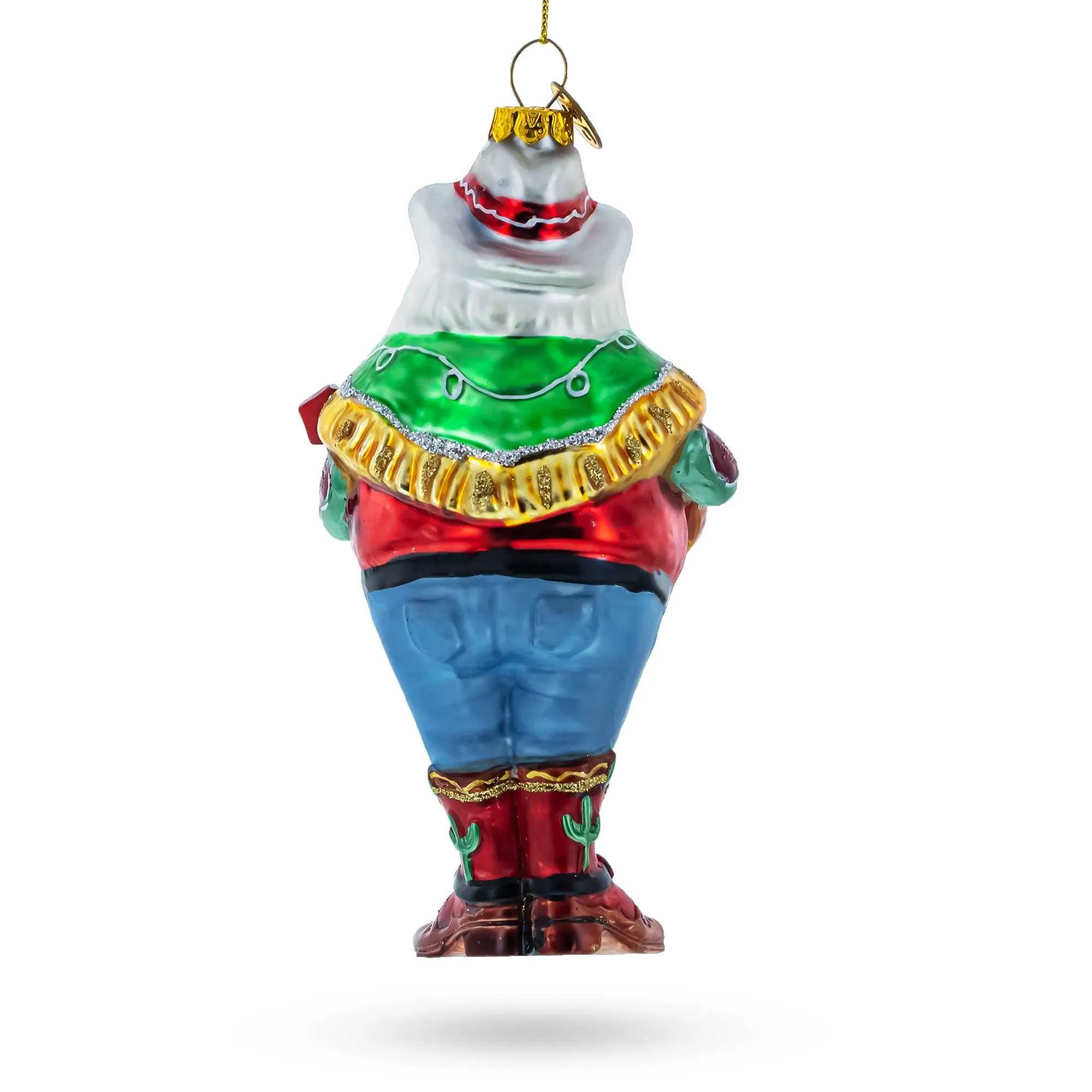 Musical Santa Strumming Guitar - Blown Glass Christmas Ornament