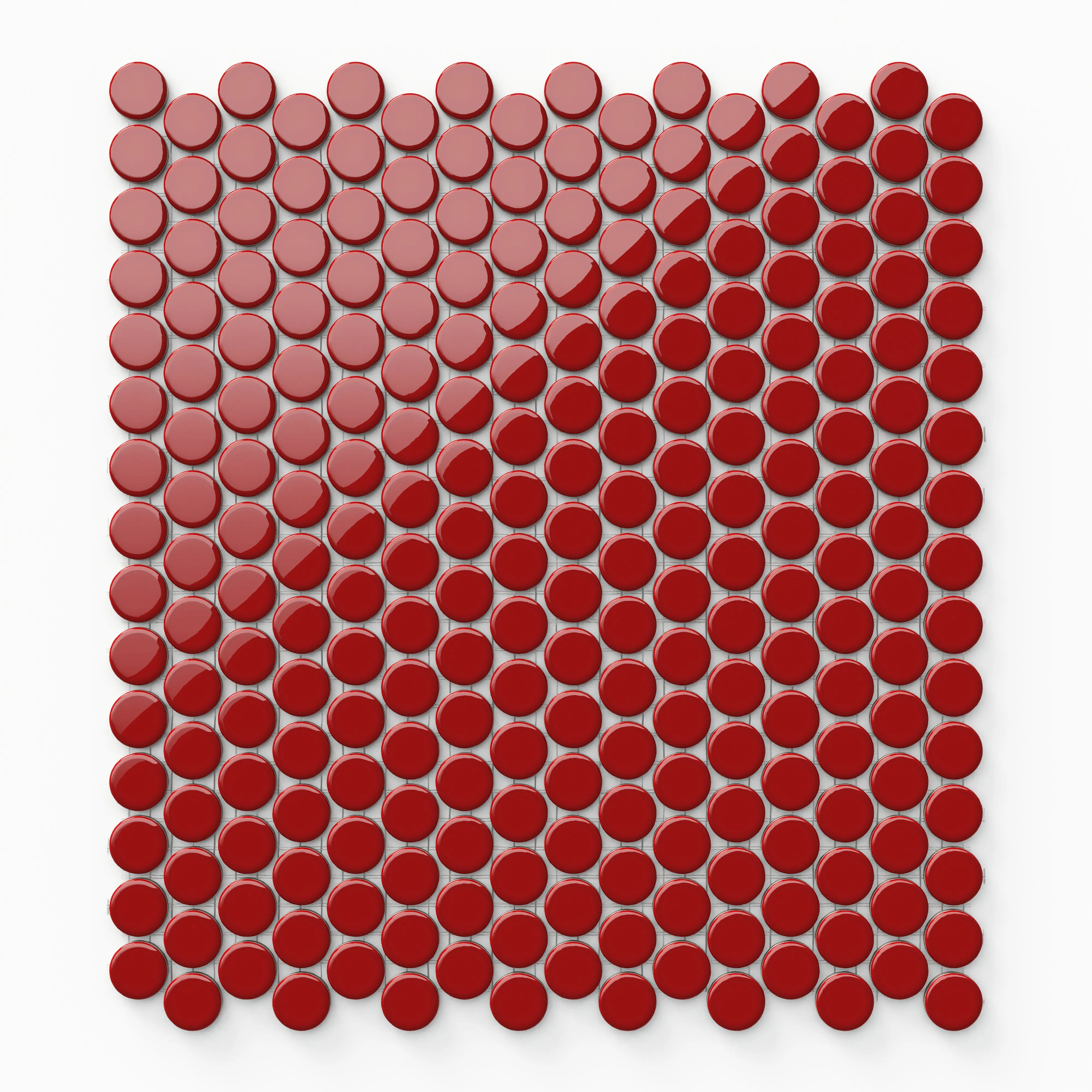 Ollie 3/4x3/4 Glossy Porcelain Mosaic Penny Round Tile in Red