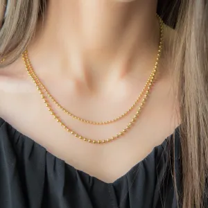 OUTCAST | 18K Gold Plated Dainty Double Layer Ball Chain Link Necklace