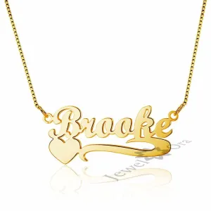 Personalized 925 Sterling Silver Arabic Name Necklace With Heart Pendant, Trendy Women’s Jewelry With Box